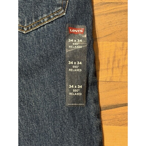 Levi’s Jeans Men’s 34x34 Blue Medium Wash 550 Relaxed Fit Straight Leg Denim NWT - Picture 6 of 7